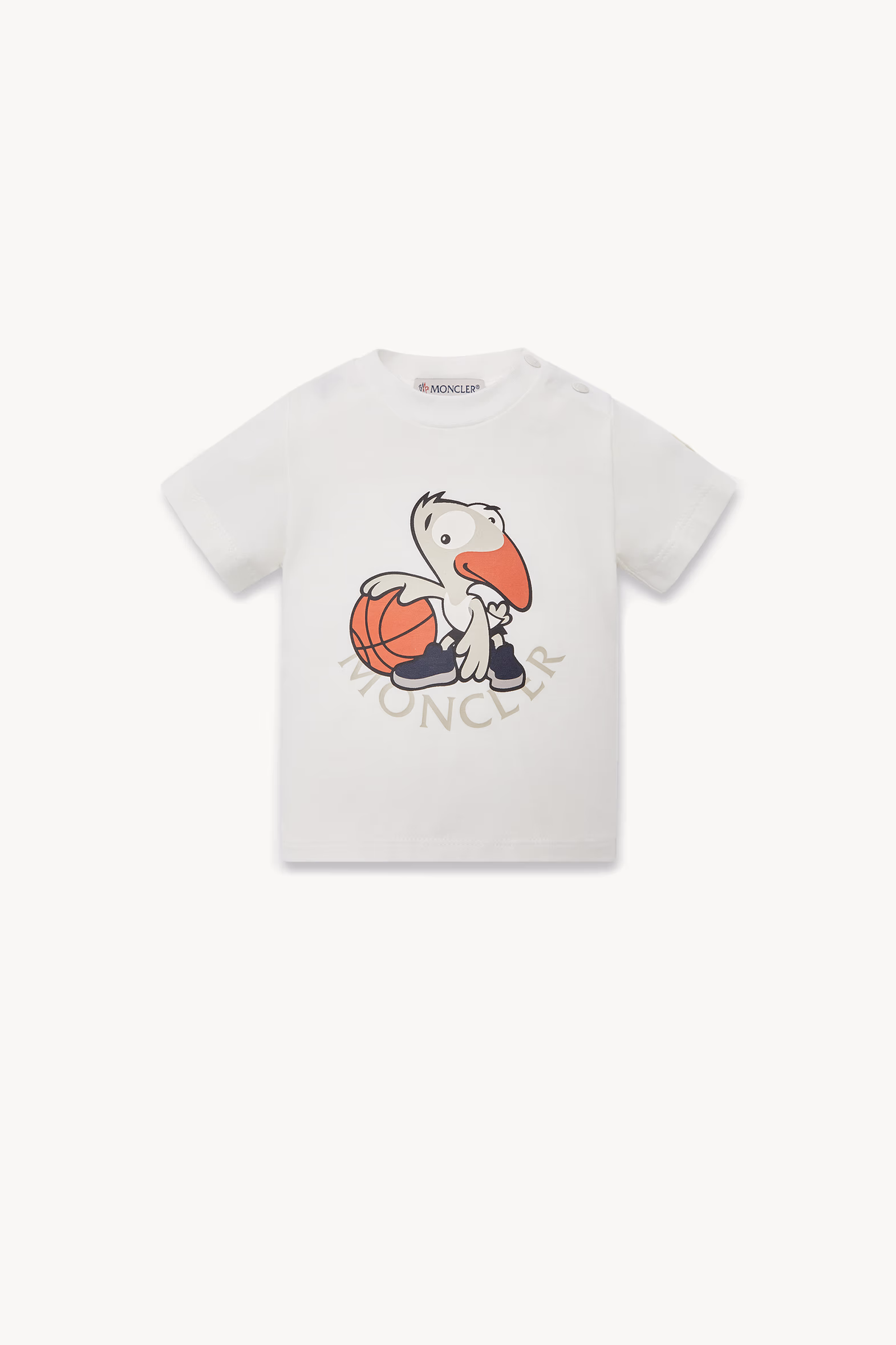 Camiseta de algodón con motivo de baloncesto Niño Blanco Moncler 0